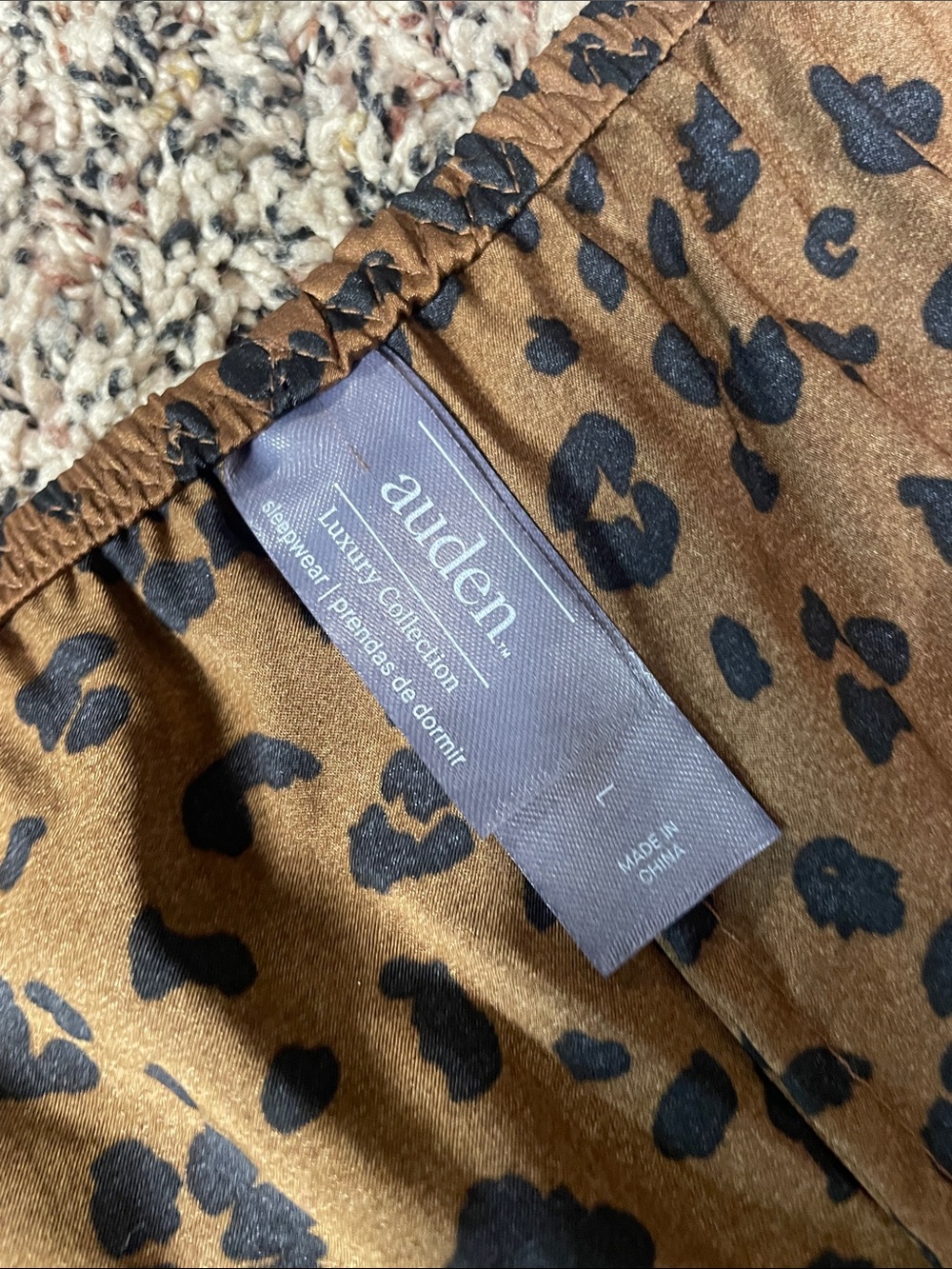 Auden Luxe Satin Lace Bow Leopard Print Sleep Shorts Woman’s Size L | NWT - Picture 5 of 7